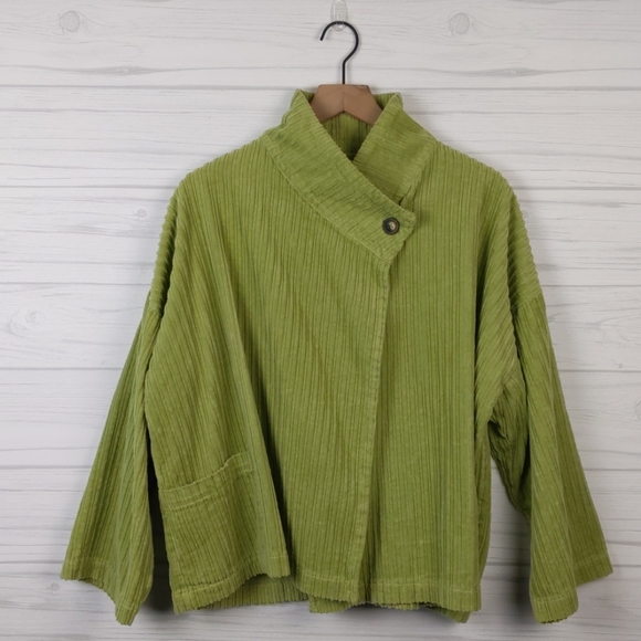 bryn Walker Jackets & Blazers - Bryn Walker Green Corduroy Jacket Lagenlook Medium